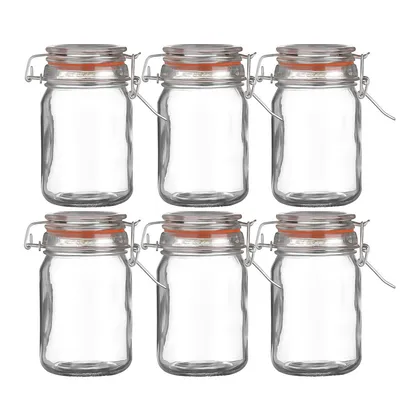 Produktbild von Set mit 6 Einmachgläsern – 250 ml – Luftdicht mit Bügelverschluss – Ø 6,5 × 11,5 cm – Glas Vorratsgläser – Transparent