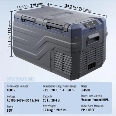 Produktbild von Tragbarer Autokühlschrank - Mobiler Kühlschrank - Kompressorkühlschrank - Elektrischer Kühlschrank - 25 Liter