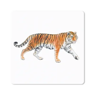 Produktbild von MuchoWow® Mauspad Mousepad Tiger - Orange - Schwarz 20x20 cm - Mousepads - Maus Mat - Pad - Mausunterlage - Desk Mat - Bureauartikeln