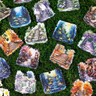 Produktbild von Scrapbook-Sticker-Set - 60-teilig mit Natur-Motiven - Für Bullet Journal und DIY-Gestaltung - Mehrfarbig
