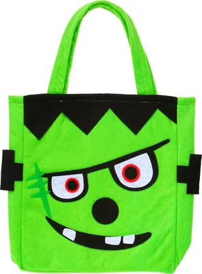 Image de Sac de mendicité d'Halloween "Le monstre de Frankenstein" | Vert - Bonbons et blagues