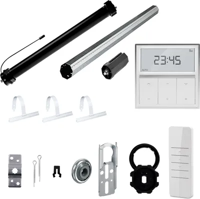 Produktbild von Komplett-Set | PRE5 20/15-60 inkl. Funk-Timer Exquisit Wandsender | 20Nm = Zugkraft bis 50Kg | 60mm Achtkant Welle | Wellenlänge 200 | Rolladenmotor, Rolladenantrieb