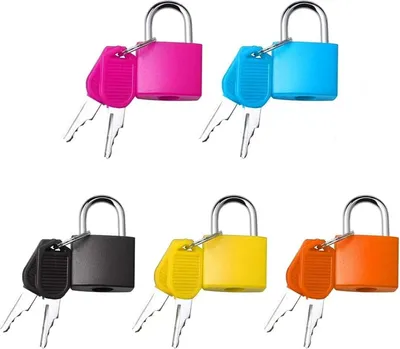 Produktbild von 5 Stück Kofferschloss Mini-Vorhängeschloss Gepäckschlösser mit Schlüssel Bunte Gepäckschlösser Hangschloss für Koffer, Schränke, Schließfächer, Werkzeugkisten