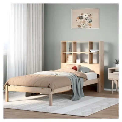 Produktbild von Bücherregal Bett ohne Matratze 90x200 cm aus massivem Kiefernholz