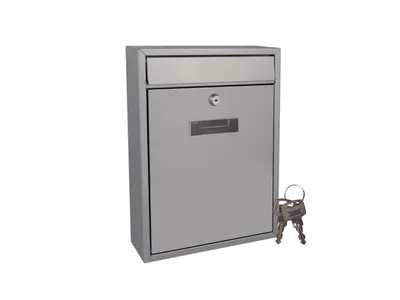 Produktbild von Perel Ibiza, Wandmontierter Briefkasten, Stahl, Silber, Senkrecht, Schlüssel, Vorderseite