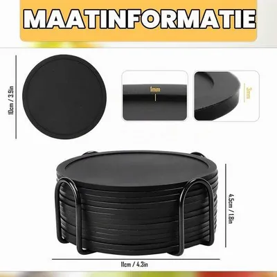 Productafbeelding van Onderzetters 12-delig set, siliconen onderzetters rond, glazen onderzetters set voor glazen, drankjes, bar, kopjes, glas - tafelonderzetter (10 cm)