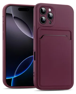 Immagine prodotto di Custodia per iPhone 16 Pro Max Custodia in silicone Custodia protettiva con slot per schede Slim Cover, Lampone