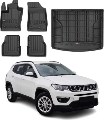Immagine prodotto di Set di tappetini e fodere per bagagliaio OMAC per Jeep Compass 2016-2025 in gomma nera 5x