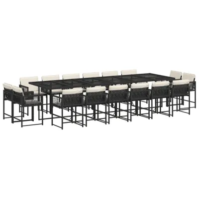 Produktbild von vidaXL 17-tlg. Garten-Essgruppe mit Kissen Schwarz Poly Rattan
