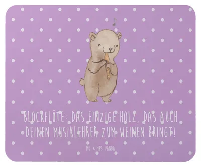 Produktbild von Mr. & Mrs. Panda Mauspad Blockflöte Humor - Lavendeltraum - Geschenk, Mousepad, laptop, Instrument, Musik, Lernen, Mouse Pad, mausteppich, Altblockflöte, computermatte