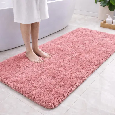 Immagine prodotto di Tappetino da bagno in microfibra, 120 x 60 cm, rosa, assorbente, con pelo morbido, base in TPR, lavabile in lavatrice