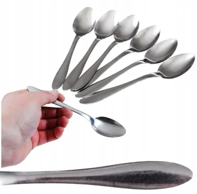 Produktbild von Edelstahl Teelöffel Set 6 Stück Glänzend Dessertlöffel