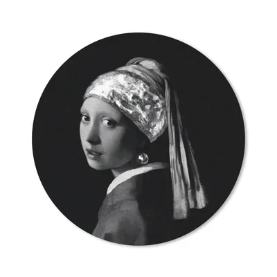 Produktbild von MuchoWow® Mauspad Mousepad Das Mädchen mit dem Perlenohrring - Johannes Vermeer - Schwarz und weiß 30x30 cm - Mousepads - Maus Mat - Pad - Mausunterlage - Tischunterlage - Schreibtischmatten