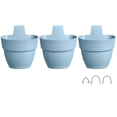 Produktbild von ELHO - Blumentopf - Vibia Campana Foret Vertical Set/3 - Vintage Blue - Außenbalkon - L 17,1 x B 20,7 x H 29,7 cm