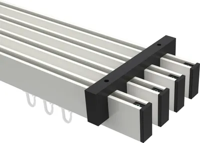 Produktbild von Interdeco Innenlaufstange / Gardinenstange mit Innenlauf Weiß / Schwarz, Typ Smartline Paxo (Kappe), 14x35 mm 4-läufig, 100 cm