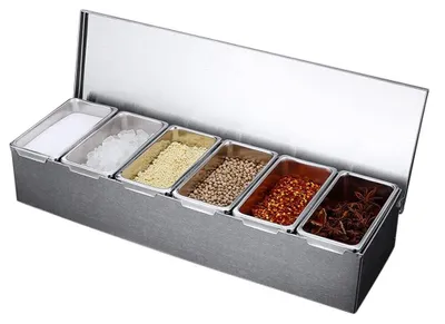Immagine prodotto di Portaspezie in acciaio inossidabile con 6 scomparti per la cucina