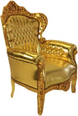 Produktbild von Casa Padrino Barock Sessel King Gold Lederoptik mit Glitzersteinen 85 x 85 x H. 120 cm