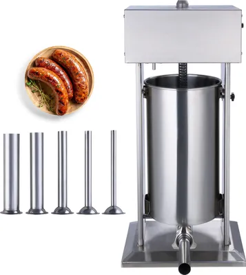 Obrázok produktu pre SucceBuy Elektrická plnička klobás, vertikálna plnička mäsa s objemom 25 litrov, motor 400 W, plynulá regulácia otáčok, nerezová oceľ 304, 5 plniacich rúrok