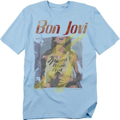 Produktbild von Bon Jovi - "Slippery When Wet" T-Shirt für Herren/Damen Uni TV20672 (M) (Hellblau)
