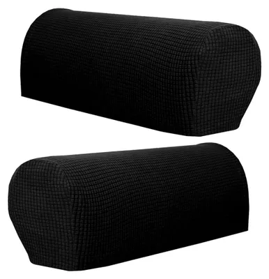 Produktbild von Armlehnenbezüge, Stretch-Sesselbezüge für Armlehnen, Elasthan-Polyester, rutschfeste Armlehnenbezüge für Stühle, Möbelschutz, Schwarz, 4 Stück