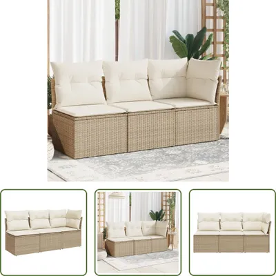 Immagine prodotto di The Living Store Divano da giardino con cuscini a 3 posti in Poly Rattan beige