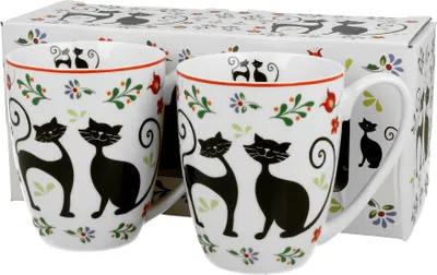 Produktbild von DUO ANIMALS 2er-Set klassische Becher 350 ml ETNO CATS New Bone China Porzellan