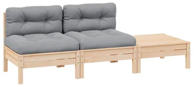 Produktbild von vidaXL 3-tlg. Garten-Lounge-Set mit Kissen Grau Kiefer Massivholz