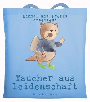 Produktbild von Mr. & Mrs. Panda canvas tasche Taucher Leidenschaft - Sky Blue - Geschenk, Tote Bag, Stoffbeutel, Jutebeutel, Freizeittasche, Laptoptasche