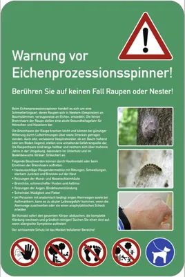 Produktbild von Dreifke® Schild Warnung vor Eichenprozessionsspinner! Alu 500 x 750 mm UV-Schutz