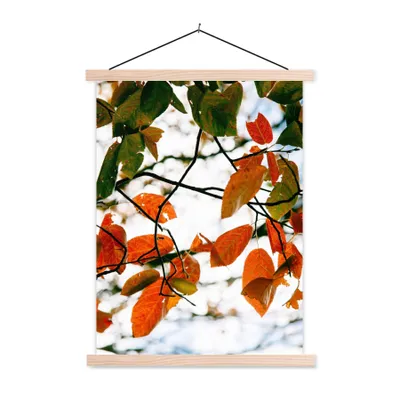 Produktbild von MuchoWow® Textilposter Herbst - Blätter - Landleben - Jahreszeiten 120x160 cm mit holzfarbenen Rahmen - Plakatkarton