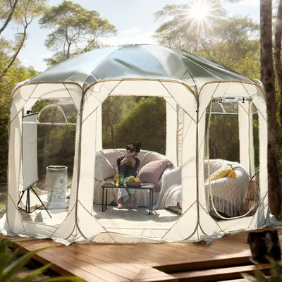 Produktbild von Pop-Up Klar Bubble Zelt für 6-8 Personen – 9㎡ Outdoor Transparentes Dach Camping Zelt, Atmungsaktive Netz-Pavillon, Wetterfest für Terrasse, Garten, Camping, Events & Partys