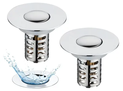 Produktbild von Teile von Spülbecken-Sieben, 3-in-1-Pop-up-Abflussstopfen mit Sieb und herausnehmbarem Edelstahl-Filterkorb, Spülbeckenstopfen für Spülbecken mit 28–58 mm Durchmesser, Messingkugelkern, Chrom