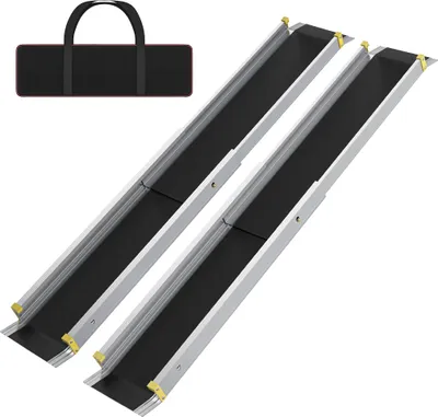 Obrázok produktu pre JOIEYOU 2X Rampy pre invalidné vozíky Teleskopická 76-122 cm Hliníková rampa pre invalidné vozíky Nosnosť 300 kg Teleskopická rampa Nakladacia rampa Nastaviteľná prenosná pre invalidné vozíky a skútre