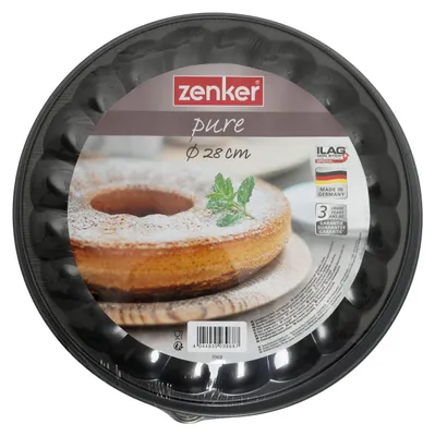 Produktbild von Zenker Springform mit Flach- und Rohrboden Ø 28 cm PURE, Backform mit 2 Böden, Kuchenformen-Set, mit Antihaftbeschichtung, einfaches Entformen für saftige Kuchen (Farbe: schwarz)