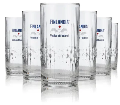 Produktbild von 6x Finlandia Glas 0,3l Longdrinkglas Reliefschliff  90er Jahre Sonderedition