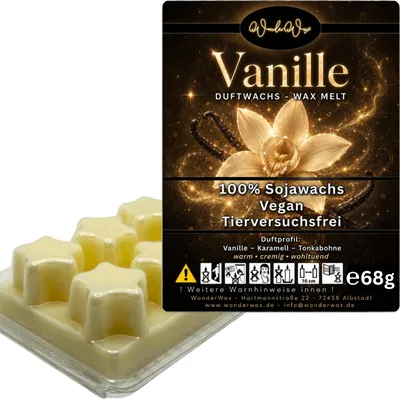 Produktbild von WonderWax Duftwachs Wax Melts für Duftlampe, 6 Sterne Duftmelt Wachsmelt Sojawachs Duftwachs Würfel für Raumdüfte, Wachs Duftöl Winter Indoor Schmelzen für Aromalampe Vanille