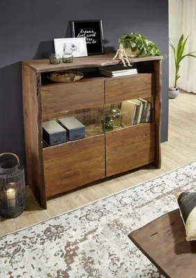 Produktbild von MASSIVMOEBEL24 Highboard Akazie 131x45x147 braun lackiert PURE ACACIA #205