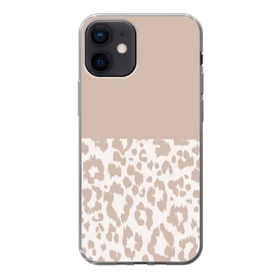 Produktbild von MuchoWow® Handyhülle Schutzhülle Hülle für iPhone 12 Panther Druck - Rosa - Tiere Silikon Softcase Handy Hülle - Schutzhülle