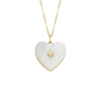 Produktbild von Fossil JF04430710 Damen Collier Medaillon Edelstahl Gold weiß 52 cm