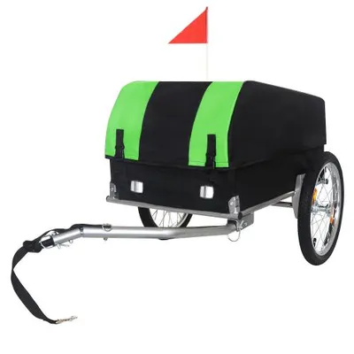 Produktbild von Fahrrad Lastenanhänger mit abnehmbarer wasserdichter Abdeckung-40 kg Tragkraft, Fahrradanhänger mit 16-Zoll-Geländeräder & faltbares Camping Einkäufe