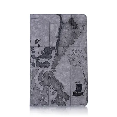Produktbild von Hülle für Samsung Galaxy Tab A 10.1 2019 T510 T515 Schutz Case Etui Tasche Cover Welt Kunstleder - GRAU