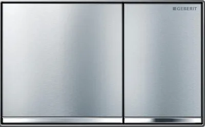 Produktbild von GEBERIT Betätigungsplatte Omega 60 Platte chrom gebürstet / Taster chrom gebürstet / Dekorstreifen glänzend 115.081.GH.1