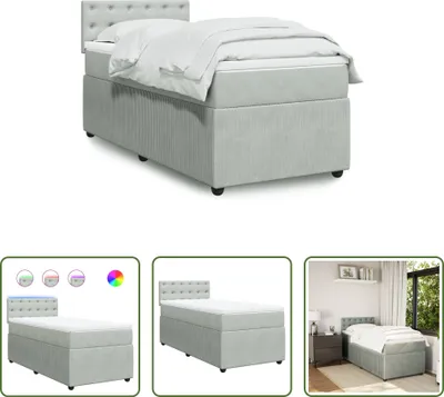 Produktbild von The Living Store Boxspringbett mit Matratze Hellgrau 80x200 cm Samt