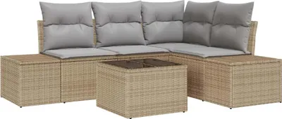 Image de Ensemble de canapé de jardin Beige et Gris clair polyrotin