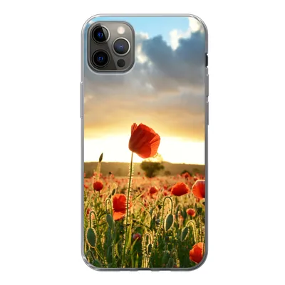 Produktbild von MuchoWow® Handyhülle Schutzhülle Hülle für iPhone 13 Pro Max Bunter Himmel über vielen Mohnblumen Silikon Softcase Handy Hülle - Mobiltelefon