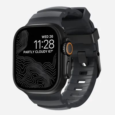 Zdjęcie produktu dla Nomad Rocky Point Band, Band, Smartwatch, Czarny, Apple, Ultra / 46mm, Skóra, Tytan