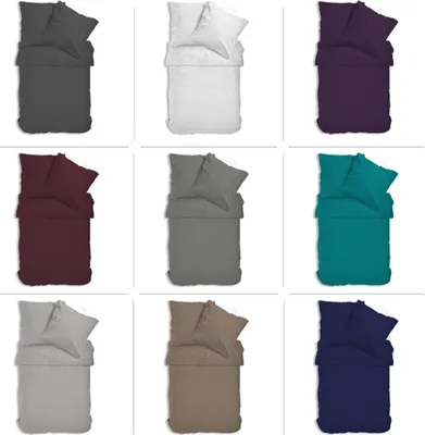 Produktbild von Uni Bettwäsche Einfarbig Mikrofaser Garnituren Bettbezüge Premium Reißverschluss, Größe:2 teilig   135x200 cm, Farbe:Schwarz