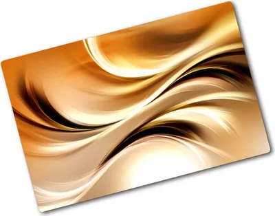 Produktbild von Tulup Glas Herdabdeckplatte - 80x52 cm - Glaskeramikkochfeld-Abdeckung Spritzschutz Glasabdeckplatte - Einteilig - Kunst: Modern & Klassisch - Abstrakte Wellen - Gold
