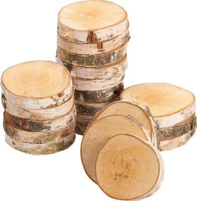 Baumscheiben 20 Stk. Dekoholz Holzscheiben Holzplatten 10 - 12 cm