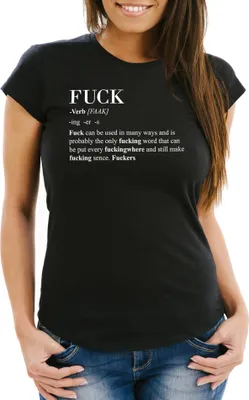 Produktbild von Damen T-Shirt Fuck Wörterbuch Dictionary Moonworks® schwarz M